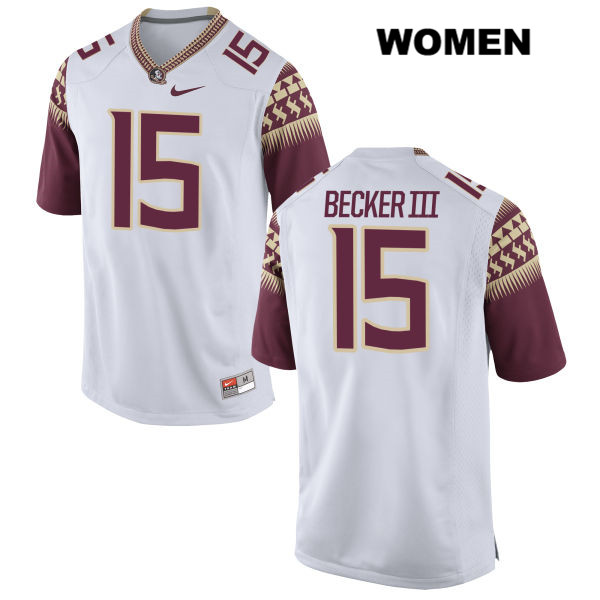 Women's NCAA Nike Florida State Seminoles #15 Carlos Becker III College White Stitched Authentic Football Jersey OBX0769UI